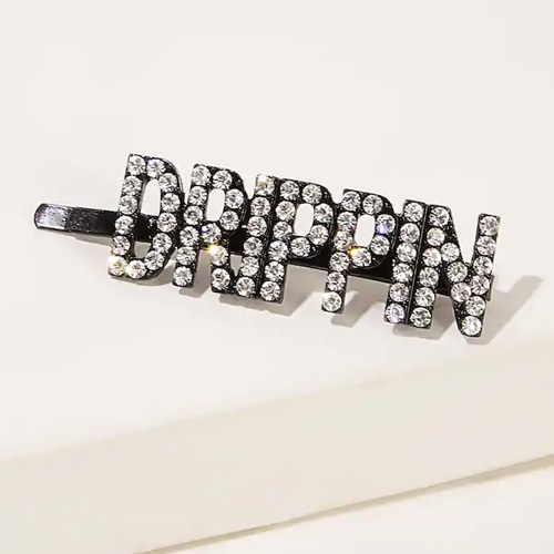 Rhinestone Engraved 'Drippin' Hairpin